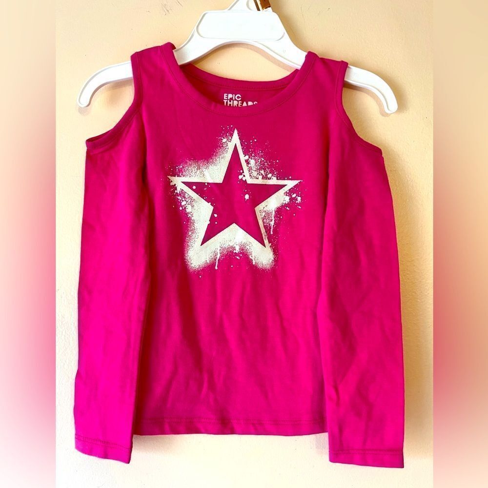 Epic Threads Pink Cold Shoulder Star Top Sz 2T